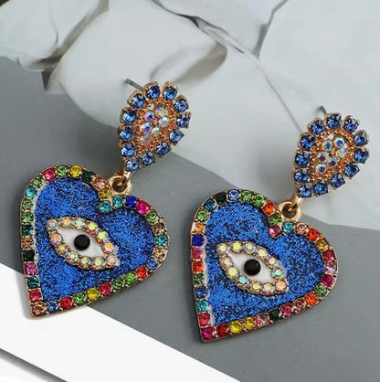 Heart Evil Eye Earrings