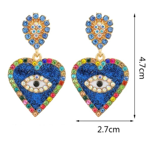 Heart Evil Eye Earrings