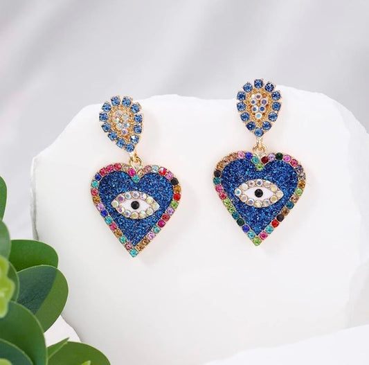Heart Evil Eye Earrings