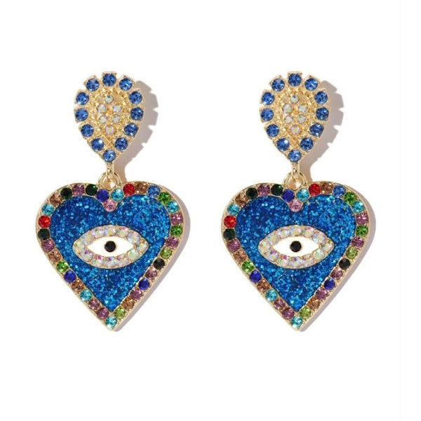 Heart Evil Eye Earrings