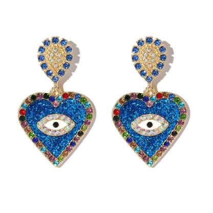Heart Evil Eye Earrings