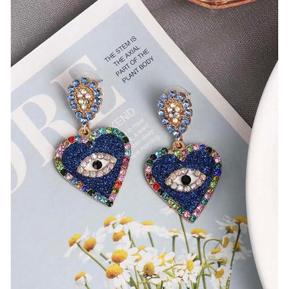 Heart Evil Eye Earrings