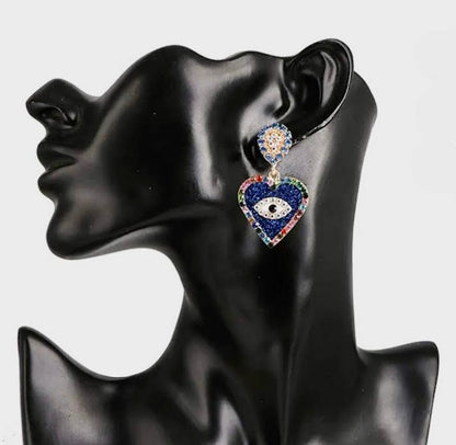 Heart Evil Eye Earrings