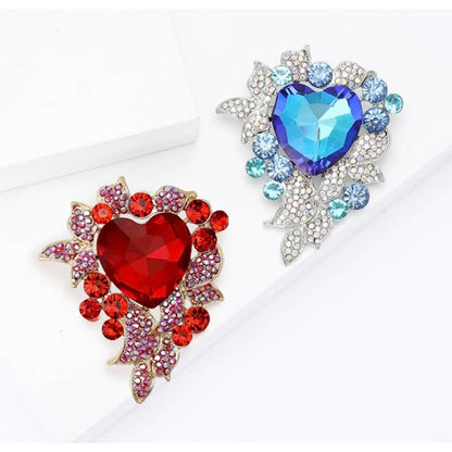 Titanic Blue Heart Rhinestone Brooch