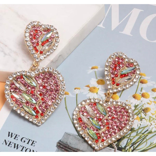 Heart Rhinestone Earrings