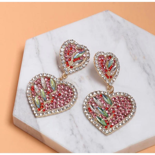 Heart Rhinestone Earrings
