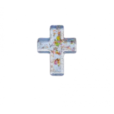 He Is Risen, Glass Cross Charm-Assorted Colors, each sold separately