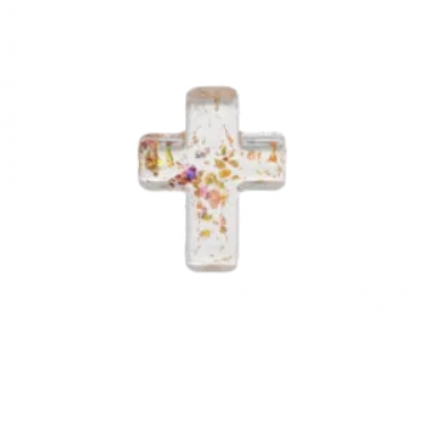 He Is Risen, Glass Cross Charm-Assorted Colors, each sold separately