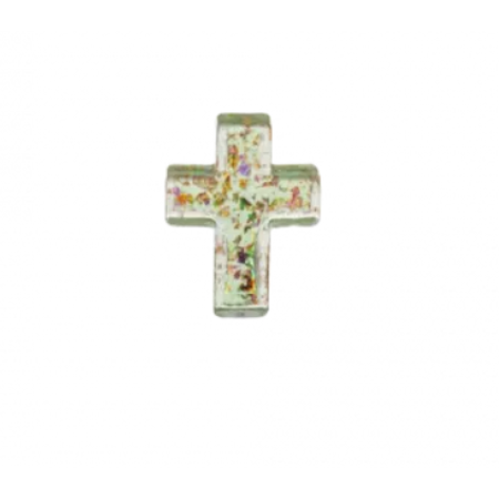 He Is Risen, Glass Cross Charm-Assorted Colors, each sold separately