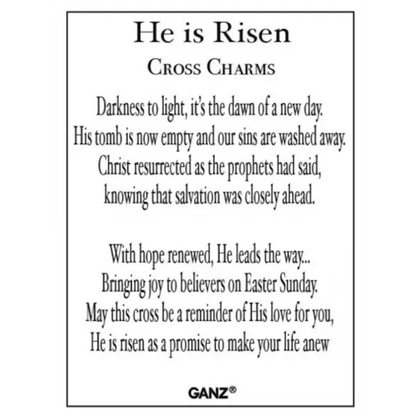 He Is Risen, Glass Cross Charm-Assorted Colors, each sold separately
