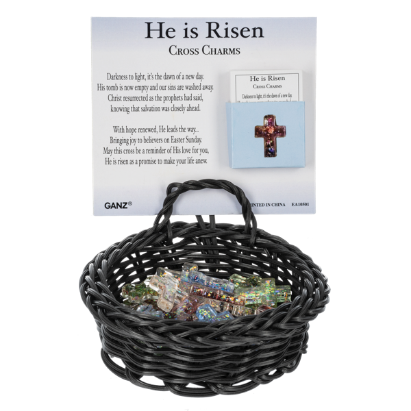 He Is Risen, Glass Cross Charm-Assorted Colors, each sold separately