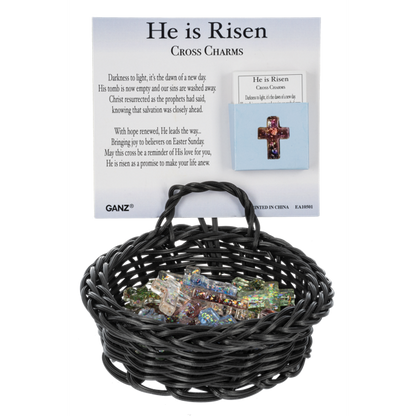 He Is Risen, Glass Cross Charm-Assorted Colors, each sold separately