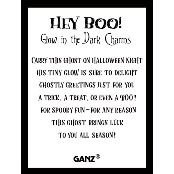 Hey Boo! Glow in the Dark Ghost Charm with Insert Card