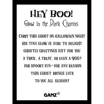 Hey Boo! Glow in the Dark Ghost Charm with Insert Card