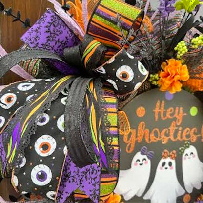 "Hey Ghosties!" Halloween Wreath-Handmade