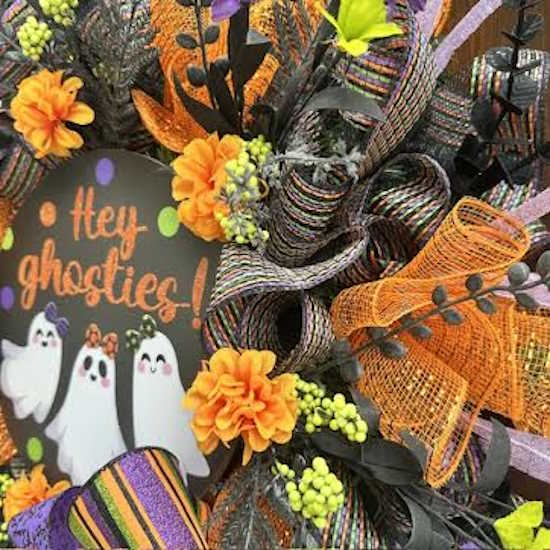 "Hey Ghosties!" Halloween Wreath-Handmade