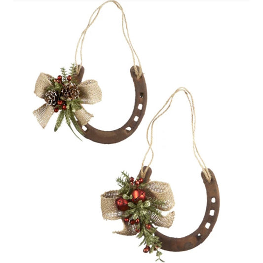 Rustic Horseshoe Ornament, Kissing Krystals Collection