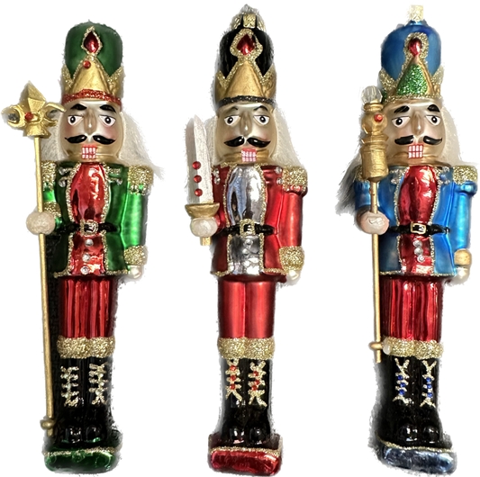 Glass Nutcracker Ornament-Assorted Colors, sold separately