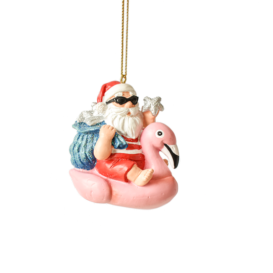 Inflatable Flamingo Santa Ornament