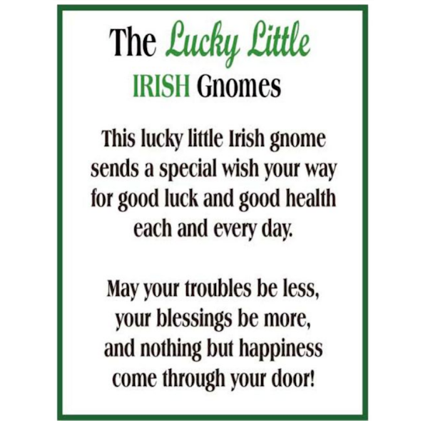 Lucky Little Irish Gnome Charm, with Insert Card