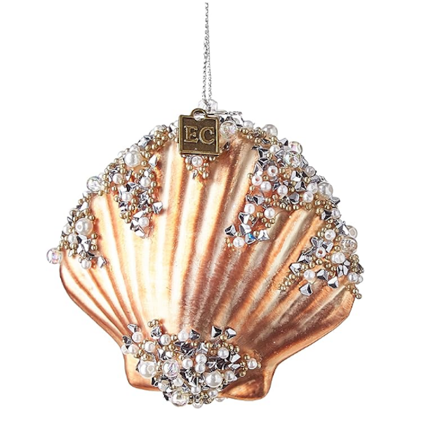 Jeweled Scallop Glass Ornament