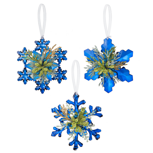 Mistletoe Snowflake Kissing Krystals Ornament, Sapphire Blue