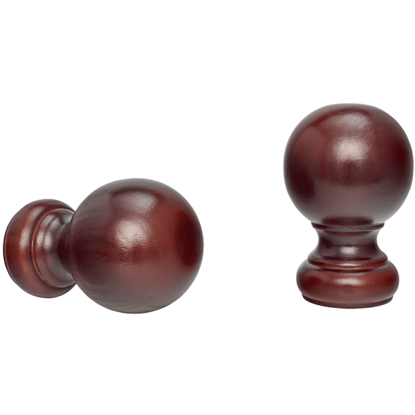 Kirsch 1 3/8" Wood Trends Wood Ball Finials (sold as pair), Mahogany