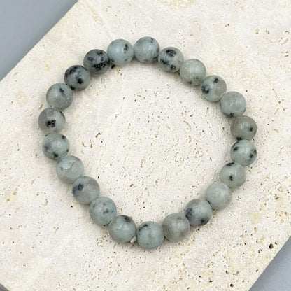 Kiwi Jasper Stone Beaded Stretch Bracelet