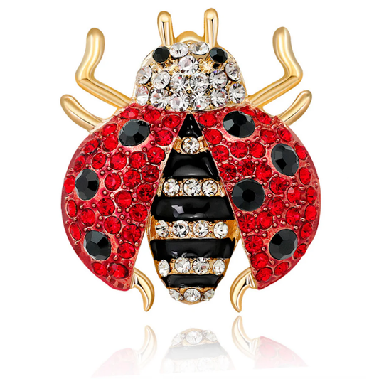 Ladybug Rhinestone Brooch