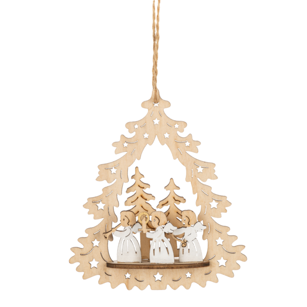 Angel Scene Ornament, Laser-Cut