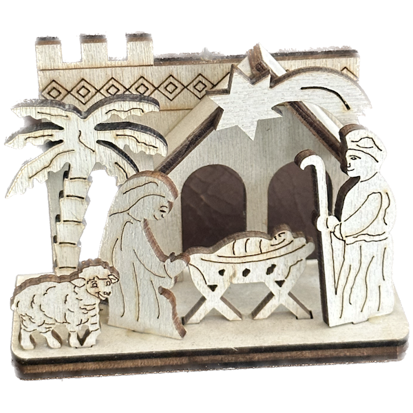 Wood Laser Cut Nativity Ornament, 4 styles