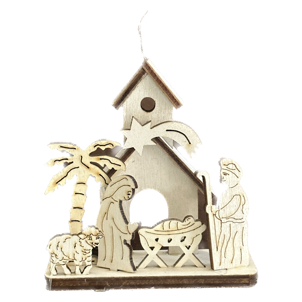 Wood Laser Cut Nativity Ornament, 4 styles