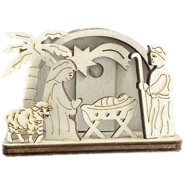 Wood Laser Cut Nativity Ornament, 4 styles