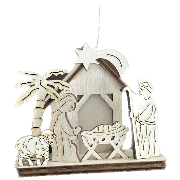 Wood Laser Cut Nativity Ornament, 4 styles