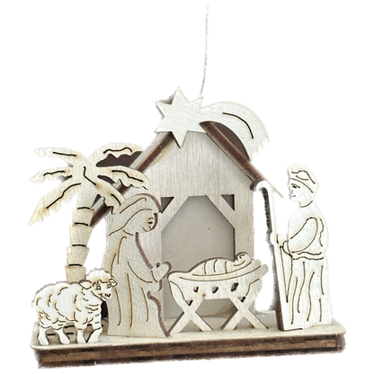 Wood Laser Cut Nativity Ornament, 4 styles