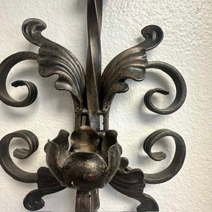 Iron Leaf Scroll-Wall Candle Sconce