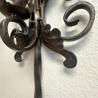 Iron Leaf Scroll-Wall Candle Sconce