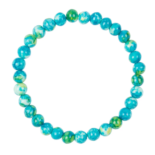 Light Blue Rain Beaded Stretch Bracelet