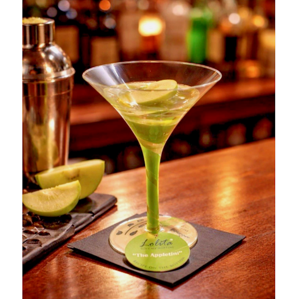 Lolita "Appletini" Hand Painted Martini Glass, Retired