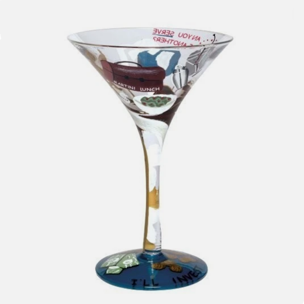 Lolita "Martini Lunch" Hand Painted Martini Glass, Retired
