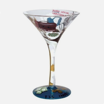 Lolita "Martini Lunch" Hand Painted Martini Glass, Retired