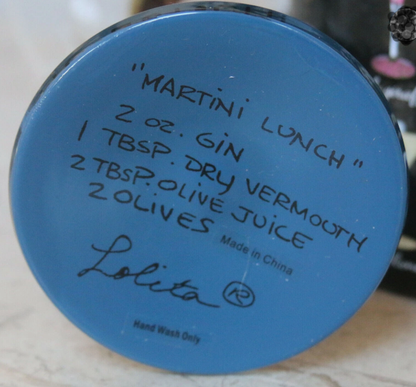 Lolita "Martini Lunch" Hand Painted Martini Glass, Retired