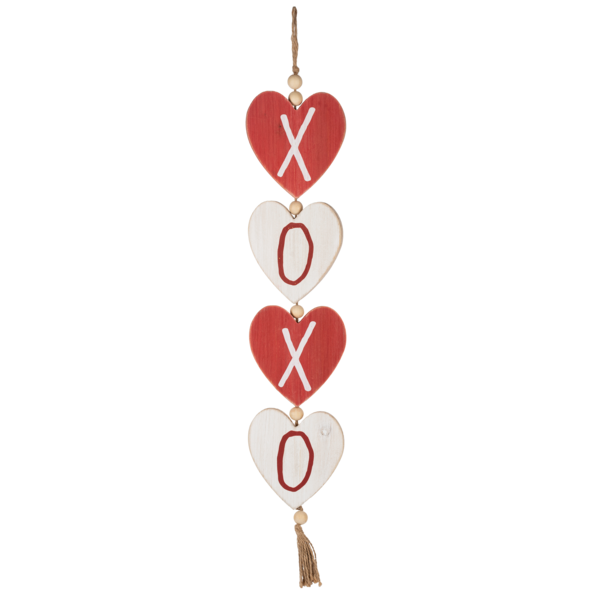 Love & XOXO Hanging Heart Wood Swag, sold individually