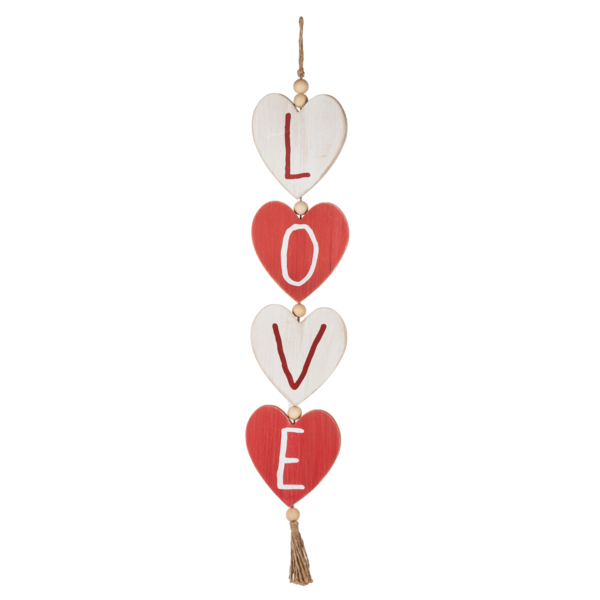 Love & XOXO Hanging Heart Wood Swag, sold individually