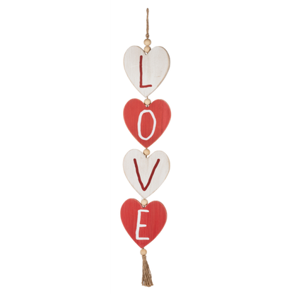 Love & XOXO Hanging Heart Wood Swag, sold individually