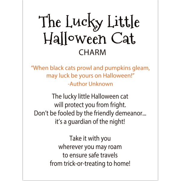 The Lucky Little Halloween Cat Charm with Insert Card
