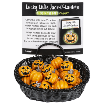 Lucky Little Jack-O-Lantern Glow in the Dark Charm, with Insert Card