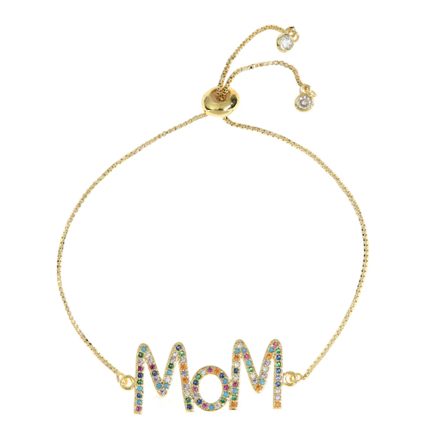 MOM Zircon Chain Bracelet-Gold