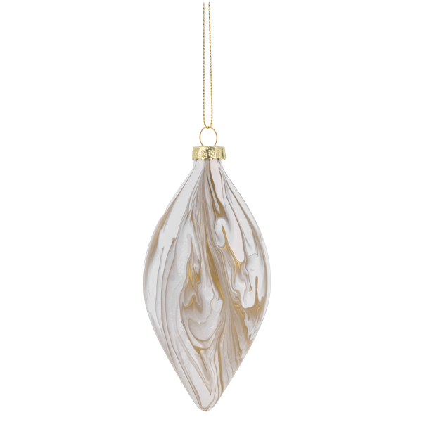 Gold and White Marbleized Holiday Ornaments-Assorted, each sold separately