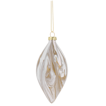 Gold and White Marbleized Holiday Ornaments-Assorted, each sold separately